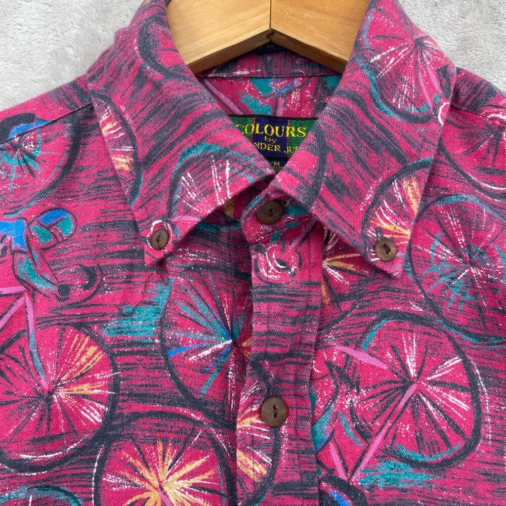 Alexander Julian Vintage Cycling Road Biking Allover Print Flannel Shirt - Picture 5 of 11